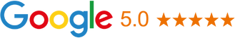 Google review logo with 5 star rating.